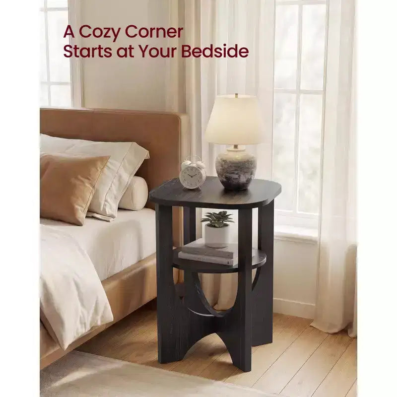 Table d'appoint VASAGLE, petite table de bout à 2 niveaux, table de chevet avec étagère inférieure pour petits espaces, salon, chambre