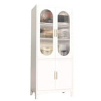 Metal Storage Cabinet with Fluted Glass Doors, Secure Organizer, Freestanding Floor Cabinet, 4-Tier Adjustable Shelving