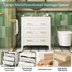 JVNOXK Meuble sous vasque 30'' en bois massif avec lavabo en céramique, meuble-lavabo blanc autoportant avec 3 tiroirs pour salle de bain moderne