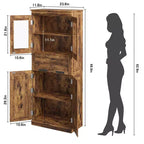Meuble de Rangement Haut de Salle de Bain Autoportant de 170 cm, Étagères Réglables, Organisateur Gain de Place, pour Salle de Bain, Cuisine