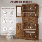 Meuble de Rangement Haut de Salle de Bain Autoportant de 170 cm, Étagères Réglables, Organisateur Gain de Place, pour Salle de Bain, Cuisine