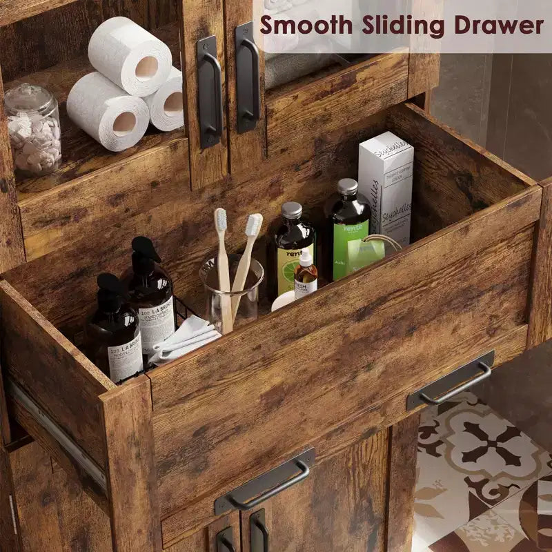 Meuble de Rangement Haut de Salle de Bain Autoportant de 170 cm, Étagères Réglables, Organisateur Gain de Place, pour Salle de Bain, Cuisine