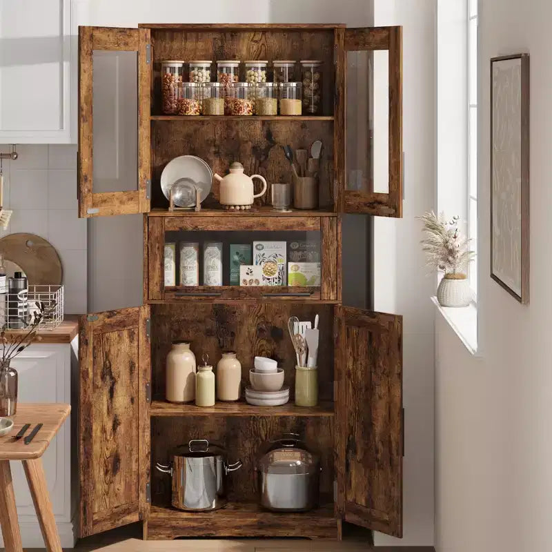 Meuble de Rangement Haut de Salle de Bain Autoportant de 170 cm, Étagères Réglables, Organisateur Gain de Place, pour Salle de Bain, Cuisine