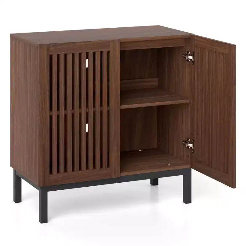 Meuble Buffet Costway avec Rangement, Desserte de Bar à Café 32" en Bois avec 2 Portes Noyer + Noir