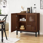 Meuble Buffet Costway avec Rangement, Desserte de Bar à Café 32" en Bois avec 2 Portes Noyer + Noir