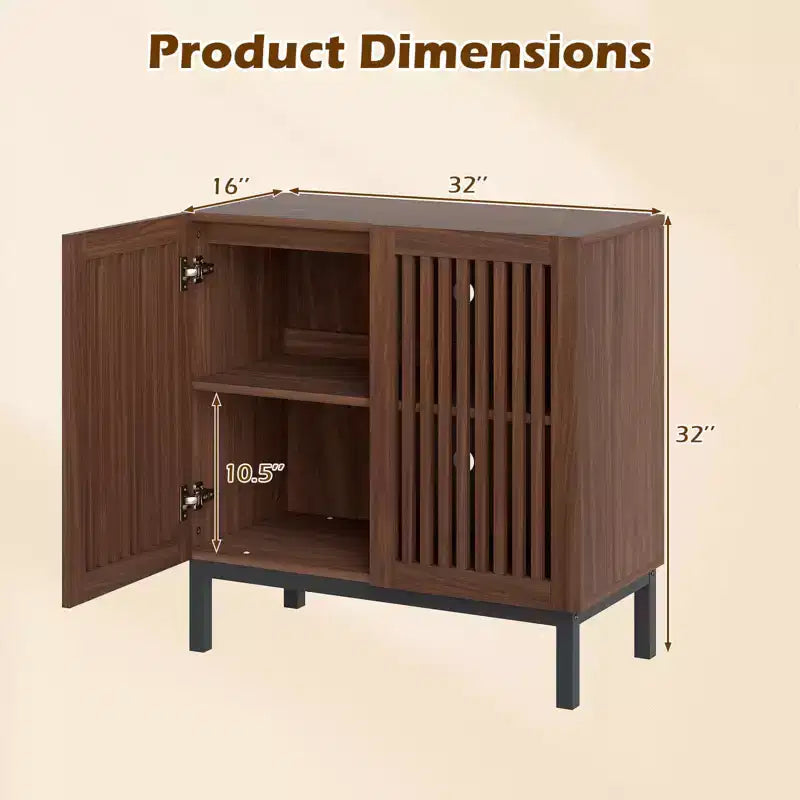 Meuble Buffet Costway avec Rangement, Desserte de Bar à Café 32" en Bois avec 2 Portes Noyer + Noir