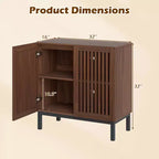 Meuble Buffet Costway avec Rangement, Desserte de Bar à Café 32" en Bois avec 2 Portes Noyer + Noir