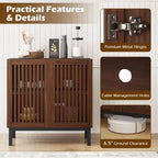 Meuble Buffet Costway avec Rangement, Desserte de Bar à Café 32" en Bois avec 2 Portes Noyer + Noir