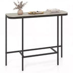 Costway Entryway Table with Faux Marble Top and Metal Frame, Behind Couch Table for Hallway White and Gold/Gray and Black