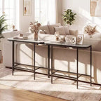 Table d'entrée Costway avec plateau en faux marbre et cadre en métal, table de canapé pour couloir blanc et or/gris et noir