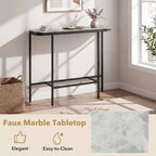 Table d'entrée Costway avec plateau en faux marbre et cadre en métal, table de canapé pour couloir blanc et or/gris et noir