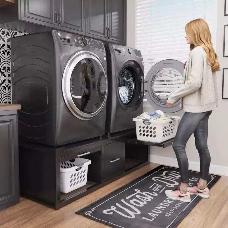 Pieds de laveuse et sécheuse GDLF, support universel pour laveuse et sécheuse avec étagère coulissante, noir