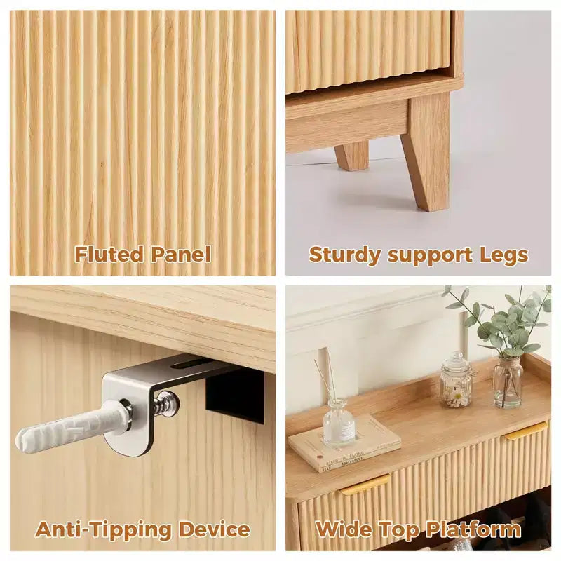 Meuble à Chaussures Étroit Cannelé pour Entrée, Petit Organisateur de Rangement de Chaussures à Double Porte avec Étagères Réglables pour Petits Espaces