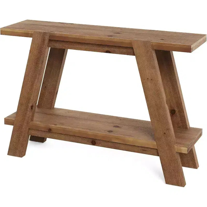 Lantine 43.3 Solid Wood Entryway Table, 2-Tier Farmhouse Console Table with Storage, Narrow Sofa Table Behind Couch for Hallway, Foyer