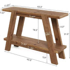 Table d'entrée en bois massif Lantine 43,3 po, table console de style ferme à 2 niveaux avec rangement, table de canapé étroite derrière le canapé pour le couloir, le vestibule