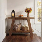 Table d'entrée en bois massif Lantine 43,3 po, table console de style ferme à 2 niveaux avec rangement, table de canapé étroite derrière le canapé pour le couloir, le vestibule
