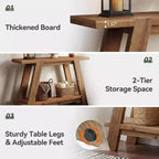 Table d'entrée en bois massif Lantine 43,3 po, table console de style ferme à 2 niveaux avec rangement, table de canapé étroite derrière le canapé pour le couloir, le vestibule