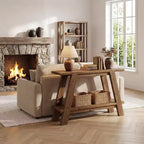 Table d'entrée en bois massif Lantine 43,3 po, table console de style ferme à 2 niveaux avec rangement, table de canapé étroite derrière le canapé pour le couloir, le vestibule