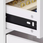 Famapy Armoire à bijoux blanche avec vitrine en verre verrouillable, Organisateur de rangement moderne sur pied pour chambre à coucher, cuisine et salon