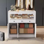 Famapy Armoire à bijoux blanche avec vitrine en verre verrouillable, Organisateur de rangement moderne sur pied pour chambre à coucher, cuisine et salon