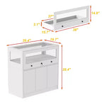 Famapy Armoire à bijoux blanche avec vitrine en verre verrouillable, Organisateur de rangement moderne sur pied pour chambre à coucher, cuisine et salon