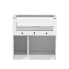 Famapy Armoire à bijoux blanche avec vitrine en verre verrouillable, Organisateur de rangement moderne sur pied pour chambre à coucher, cuisine et salon