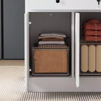 Famapy Armoire à bijoux blanche avec vitrine en verre verrouillable, Organisateur de rangement moderne sur pied pour chambre à coucher, cuisine et salon