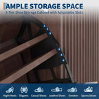 Grand meuble à chaussures cannelé, organisateur de rangement de chaussures en bois autoportant étroit, 2 tiroirs, étagères réglables, pour entrée et couloir