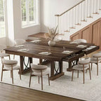 Table à manger rectangulaire moderne de 180 cm pour 6 à 8 personnes - Table en bois avec deux grands tiroirs de rangement - Cadre robuste - Étanche et résistante à la chaleur