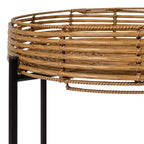 JONATHAN Y Malia 20 Table d'appoint ronde bohème côtière en faux rotin avec base en métal