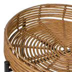 JONATHAN Y Malia 20 Table d'appoint ronde bohème côtière en faux rotin avec base en métal