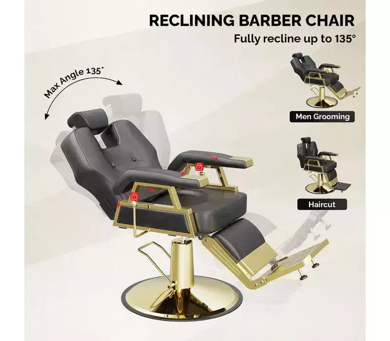 Fauteuil de barbier inclinable hydraulique robuste professionnel Karl Home