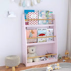 Étagère à livres FurnitureR pour enfants avec présentation frontale, étagère de rangement à 3 niveaux pour tout-petits, bibliothèque organisateur en bois pour chambre à coucher, salle de jeux