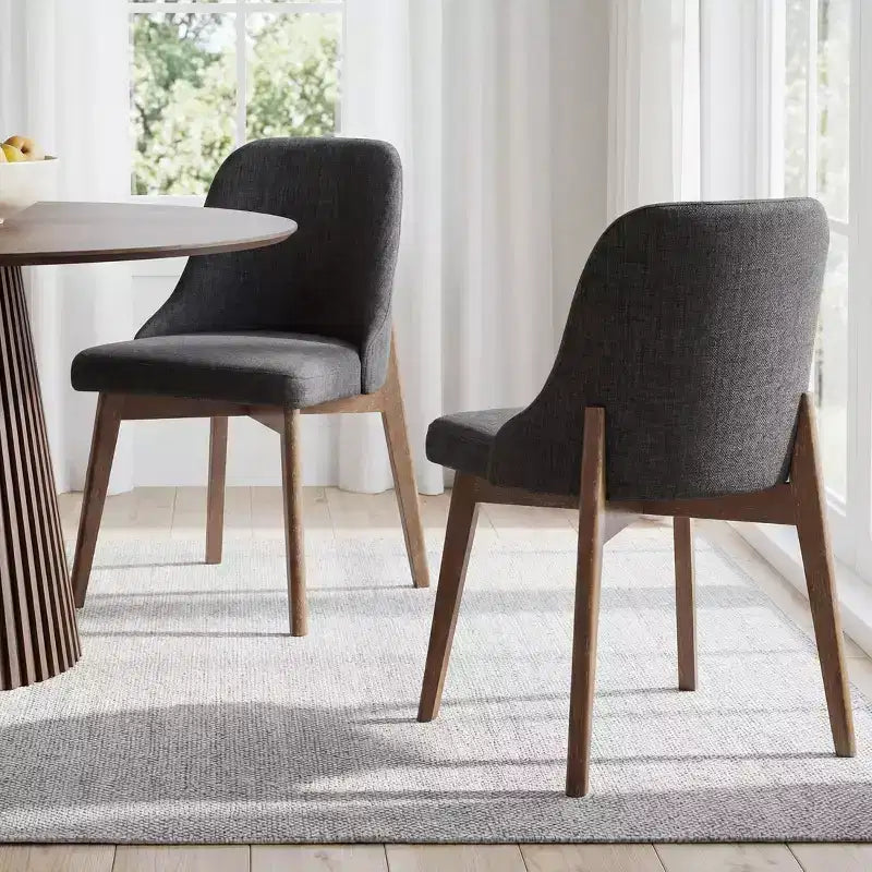 Chaise de salle à manger blanche en bois massif tapissée, H 32,7 po