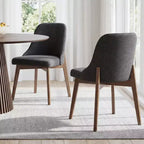 Chaise de salle à manger blanche en bois massif tapissée, H 32,7 po