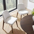 Chaise de salle à manger blanche en bois massif tapissée, H 32,7 po