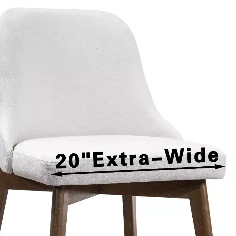 Chaise de salle à manger blanche en bois massif tapissée, H 32,7 po