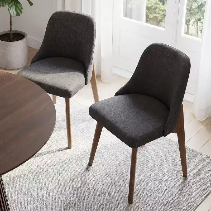 Chaise de salle à manger blanche en bois massif tapissée, H 32,7 po