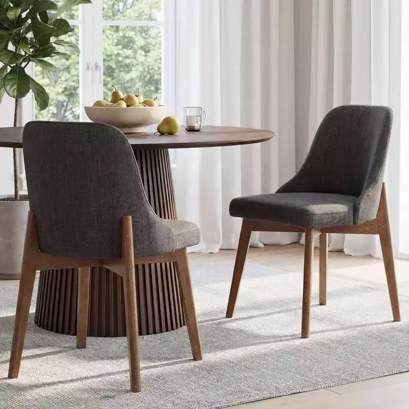 Chaise de salle à manger blanche en bois massif tapissée, H 32,7 po
