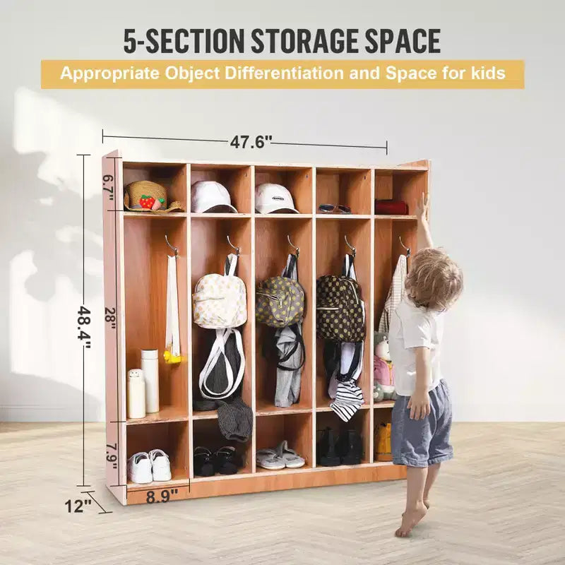 Casier de rangement à 5 sections pour chambre d'enfant, étagère de rangement mobile peu encombrante pour enfants, pour la maison, le salon