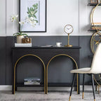 GDFStudio Wilona Modern 47 Paulownia Wood Console Table with Lower Shelf