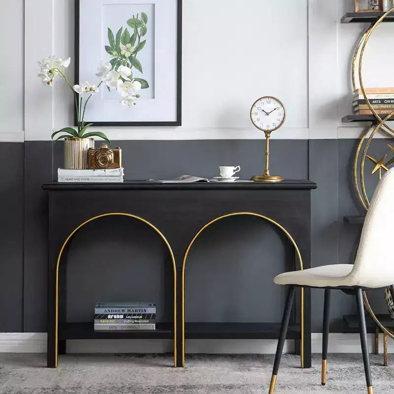 GDFStudio Wilona Modern 47 Paulownia Wood Console Table with Lower Shelf