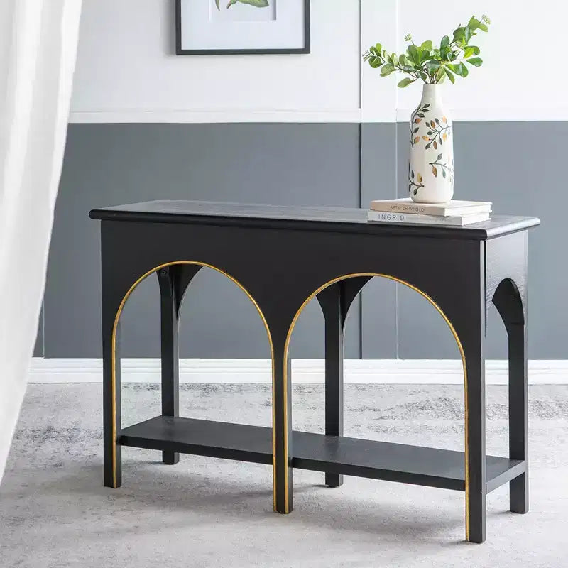 GDFStudio Wilona Table console moderne en bois de paulownia de 47 po avec étagère inférieure
