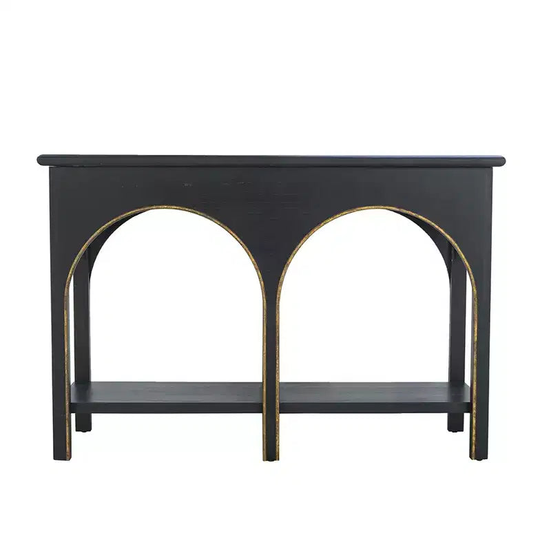 GDFStudio Wilona Table console moderne en bois de paulownia de 47 po avec étagère inférieure