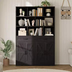 Bibliothèque pour enfants en bois H 71 x L 47 - Meuble de rangement à 6 niveaux avec 2 tiroirs et 4 portes - Grande étagère de rangement pour chambre d'enfant, salon ou bureau