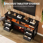 Meuble TV 65 pouces avec lumières LED, centre de divertissement avec armoires de rangement et étagères ouvertes, console multimédia blanche pour salon