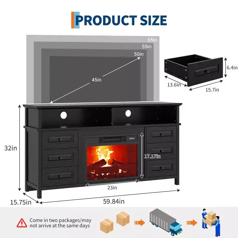 Meuble TV 65 pouces avec lumières LED, centre de divertissement avec armoires de rangement et étagères ouvertes, console multimédia blanche pour salon