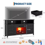 Meuble TV 65 pouces avec lumières LED, centre de divertissement avec armoires de rangement et étagères ouvertes, console multimédia blanche pour salon