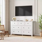 Commode à 7 tiroirs avec poignées en métal, grande commode en bois de 54 po de large, armoire de rangement moderne pour vêtements de chambre avec tiroirs profonds