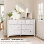 Commode à 7 tiroirs avec poignées en métal, grande commode en bois de 54 po de large, armoire de rangement moderne pour vêtements de chambre avec tiroirs profonds